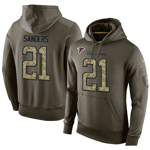 NFL Nike Atlanta Falcons #21 Deion Sanders Green Salute To Service Men's Pullover Hoodie